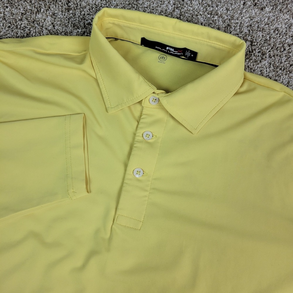RLX Ralph Lauren Mens Medium Solid Yellow Performance Stretch Golf Polo LS